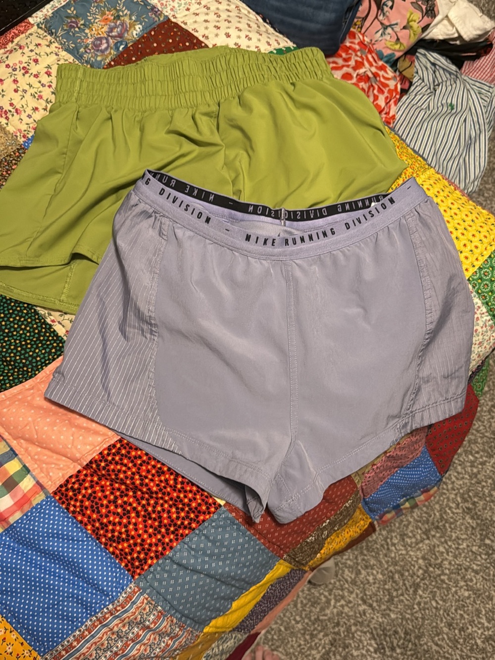 Nike Women's Lavender and Lime Green Athletic Shorts Set